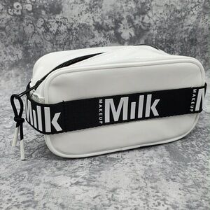 Milk Makeup Glossy White Toiletry Bag with Black Strap